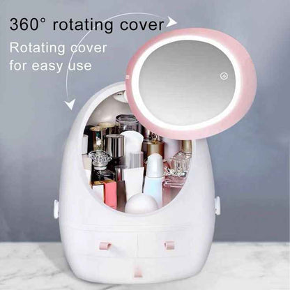 Oval Mirror Cosmetic Storage Organizer - Gleamsi